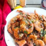 platter of barbecue shrimp piled high