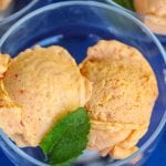5 ingredient vegan mango ice cream in a bowl