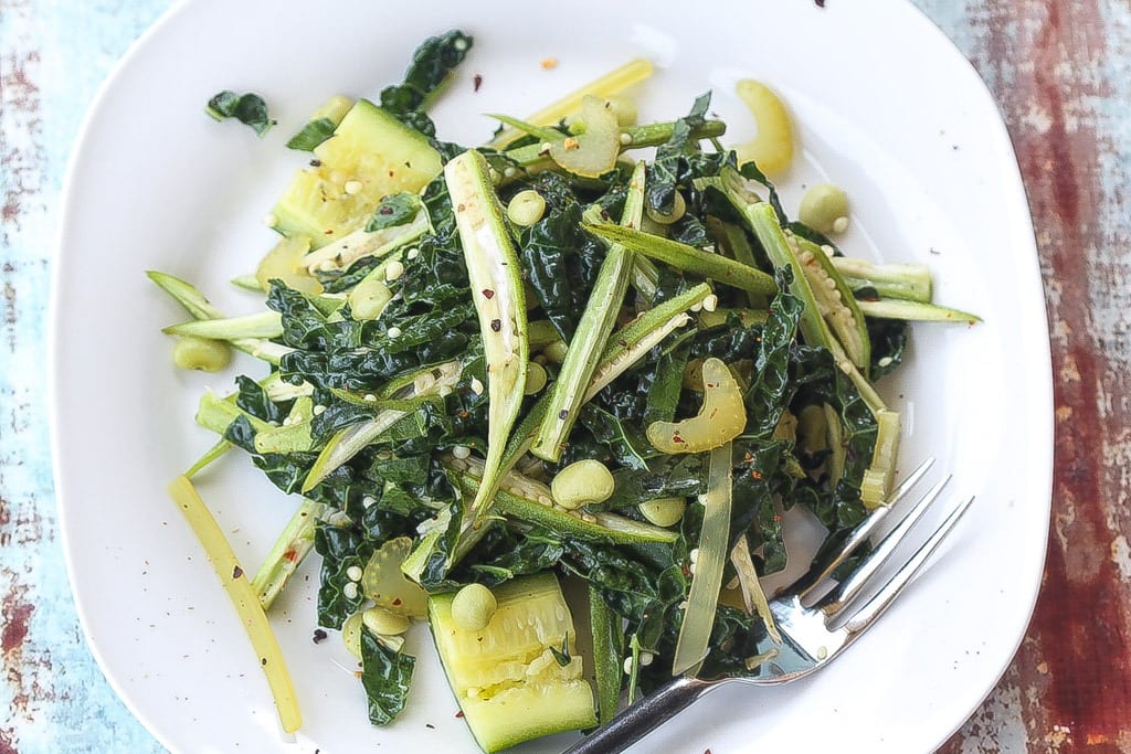 collard greens recipe with okra, cucumbers, and lima beans