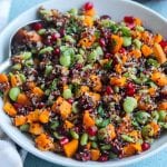 easy vegan quinoa salad with pomegranate and vegetables