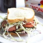 fried bologna sandwich with slaw