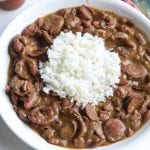 easy red beans and rice in a bowl