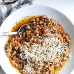 instant pot black eyed peas topped with cacio e pepe